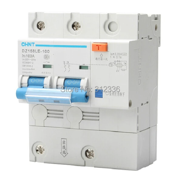 

Free Shipping Two years Warranty DZ158LE 2P 100A 2 pole Big Power earth leakage circuit breaker residual current