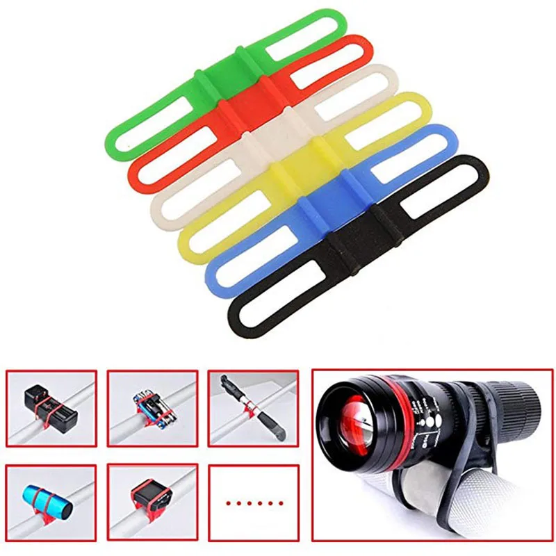 MTB Cycling Bike Bicycle Silicone Band Flash Light Flashlight Phone Strap Tie Ribbon Mount Holder