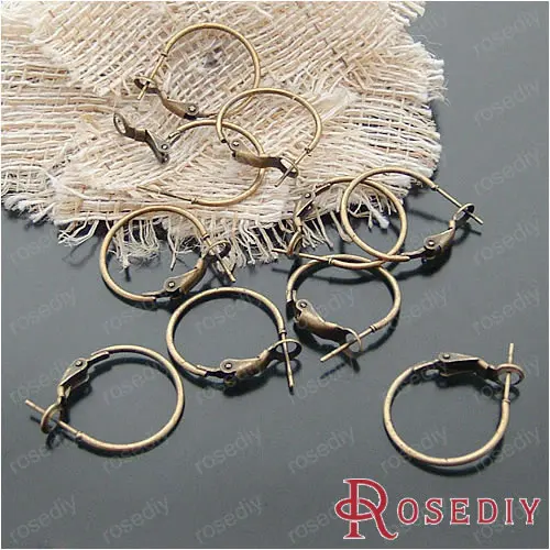 Wholesale 20mm Antique Bronze  / Silver color / Imitation Rhodium Round Iron Small Hoop Earrings Diy Findings 50 pieces(JM4939)