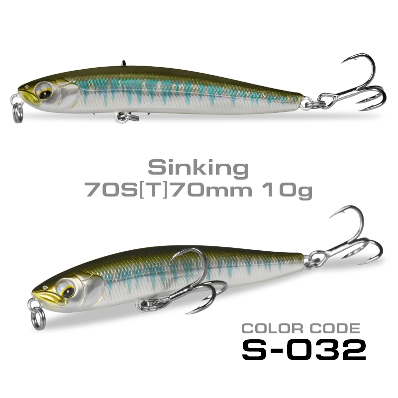 70mm10g المتذبذب غرق إغراء Stickbait أسماك الصيد إغراء المتداول 4.3 جرام العائمة قلم رصاص إغراء صيد السمك لصيد الأسماك باس البحر #2