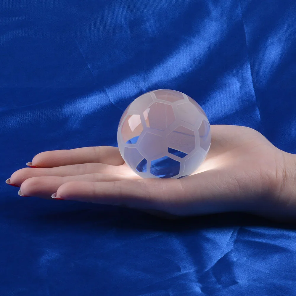 40/50/60/70/80MM Clear Crystal Football Sphere Meditation Paperweight Football Shape Glass Ball Fengshui Decoration