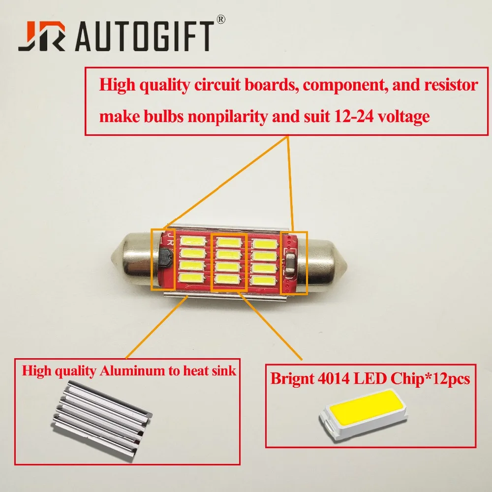 50x 36mm 39mm 41mm C5W C10W CANBUS Error Free Auto Festoon 12SMD 4014 LED 12-24V Car Interior Dome Lamp Reading Bulb White Light