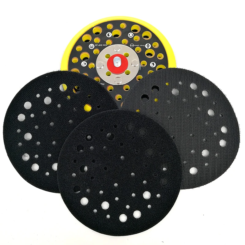 Disque de Protection du tampon d'interface, 5 pouces, 44 trous, noir, accessoires d'outils électriques pour ponceuse, polissage et meulage, crochet et boucle