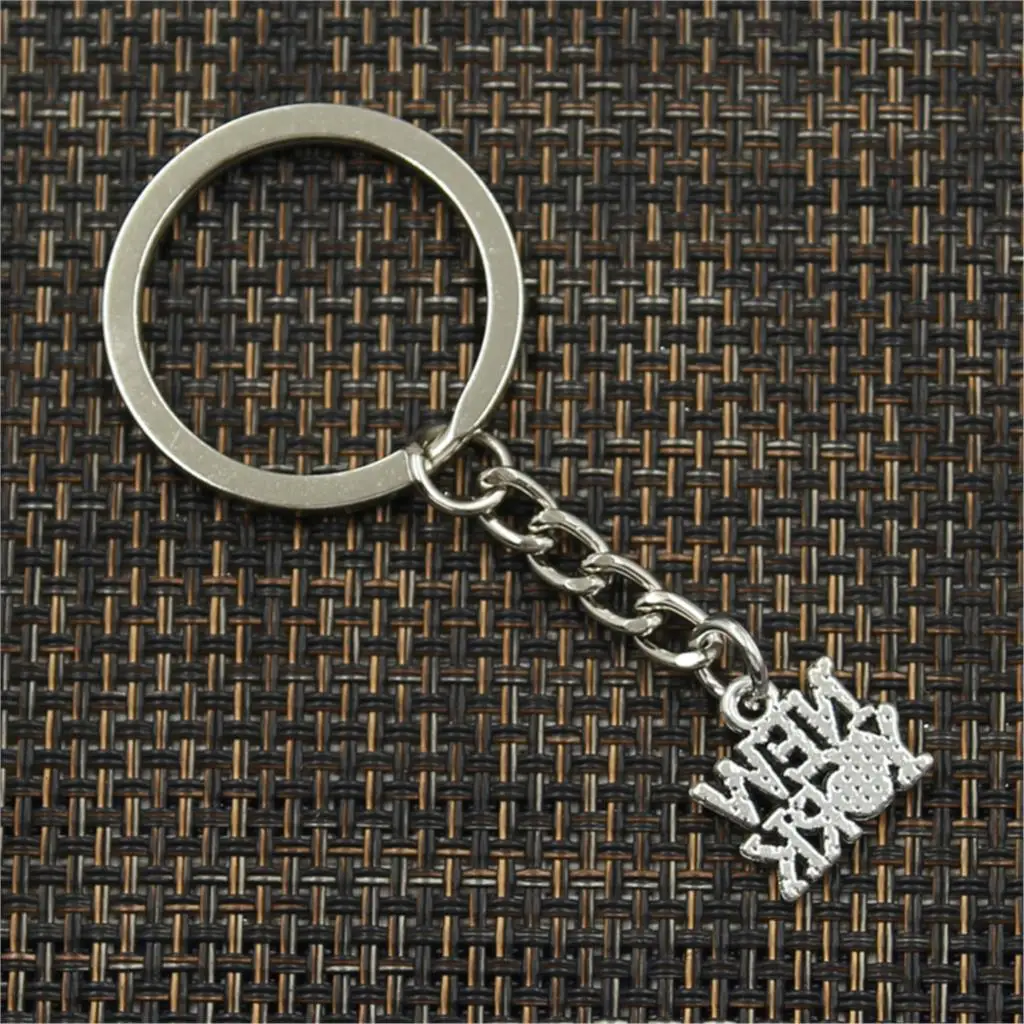 New Fashion Men 30mm Keychain DIY Metal Holder Chain Vintage Heart New York 14x14mm Silver Color Pendant Gift