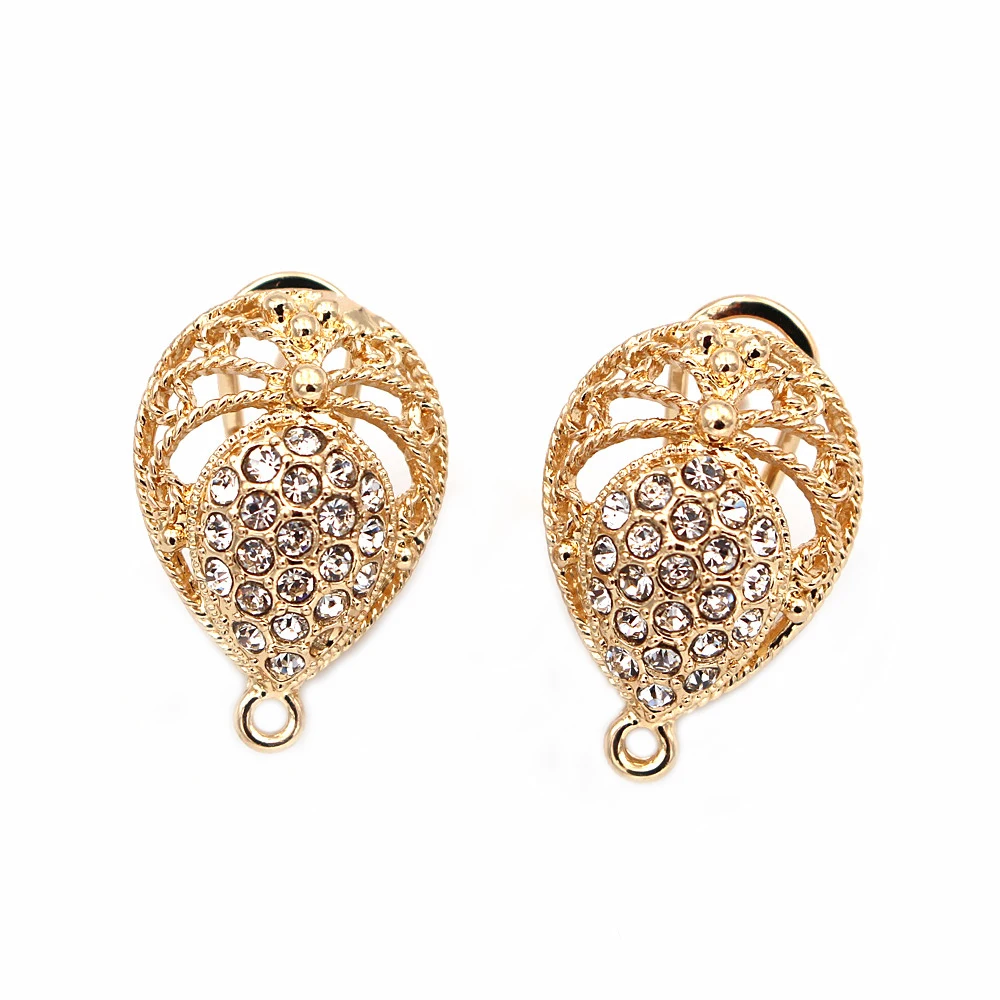 

Stud Clip Earrings Post Drop Filigree Flower Base with Loop Paved CZ DIY Findings Accessories African Wedding Jewelry Making