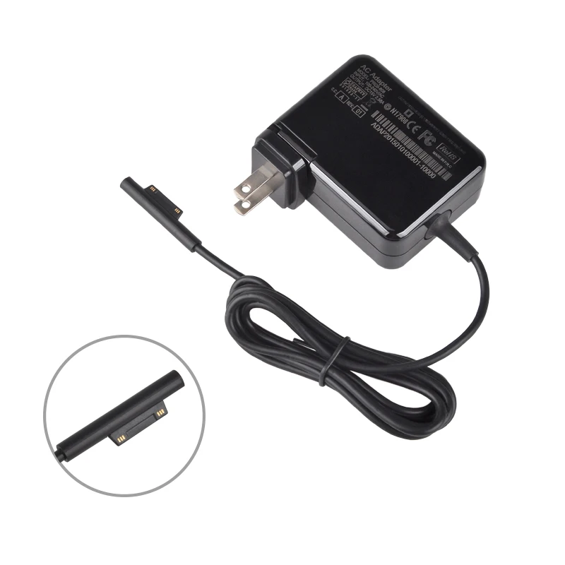 Cargador de pared para portátil, fuente de alimentación de tableta, 15V, 2.58A, 38W, CA, para Microsoft Surface Pro 5