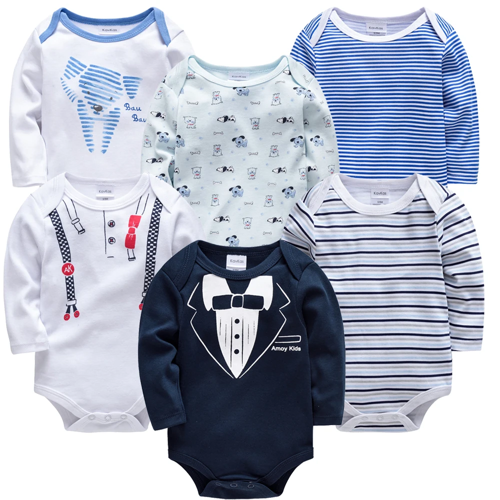 2023 Baby Girls Clothes 3 6 pcs/lot pour nouveaux Cotton Long Sleeve Girl Bodysuit 0-24 Months Newborn Boys Clothing Toddler