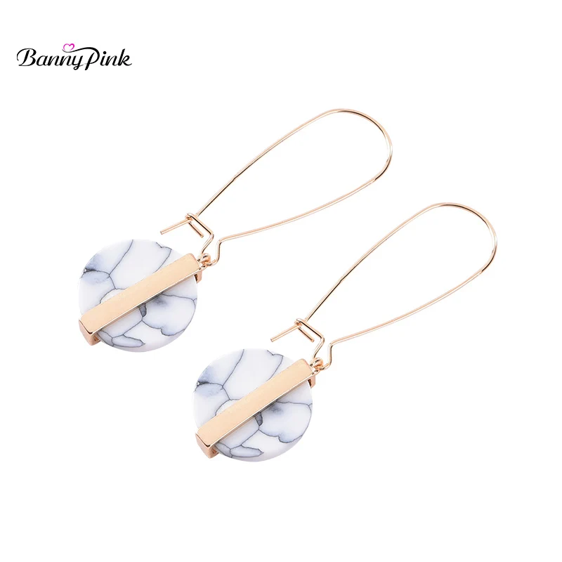 Banny Pink New Punk Black White Blue Stone Pendant Dangle Earrings For Women Gift Chunky Geo Long Drop Earrings Wholesale Bijoux