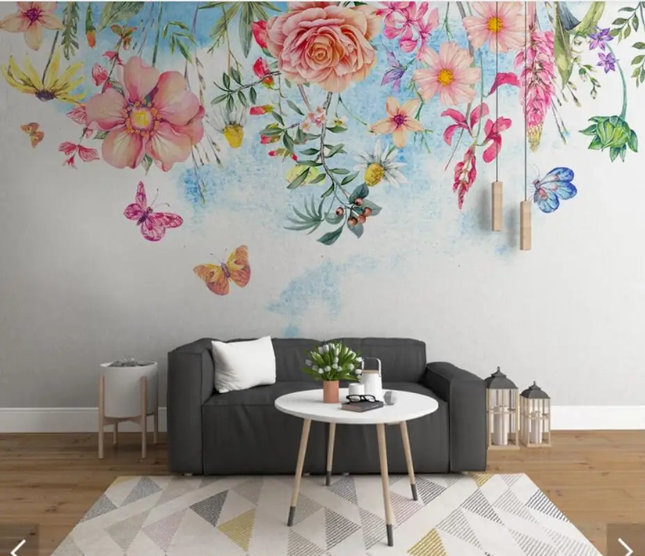 Watercolor Flower Wallpaper Mural Hand Painting Floral  Murals HD 3D Printed Photo  Paper Rolls Papel De Parede Custom