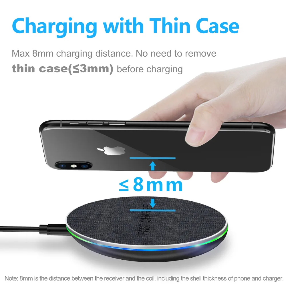 Qi Wireless Charger for iPhone X 8 8 Plus 10W Fast Wireless Charging for Samsung S9 S8 S7 Nexus5 Lumia 820 USB Quick Charger Pad