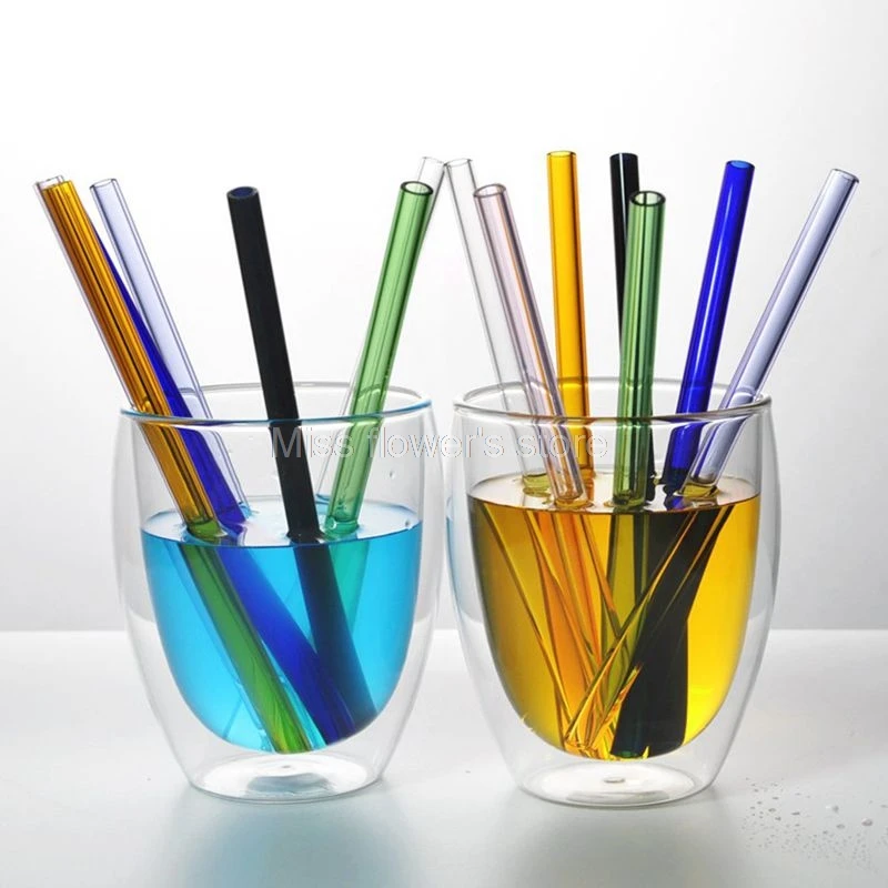 Reusable Straight Pyrex Glass Drinking Straw For Wedding Birthday Party Decoration Tools 10 Color