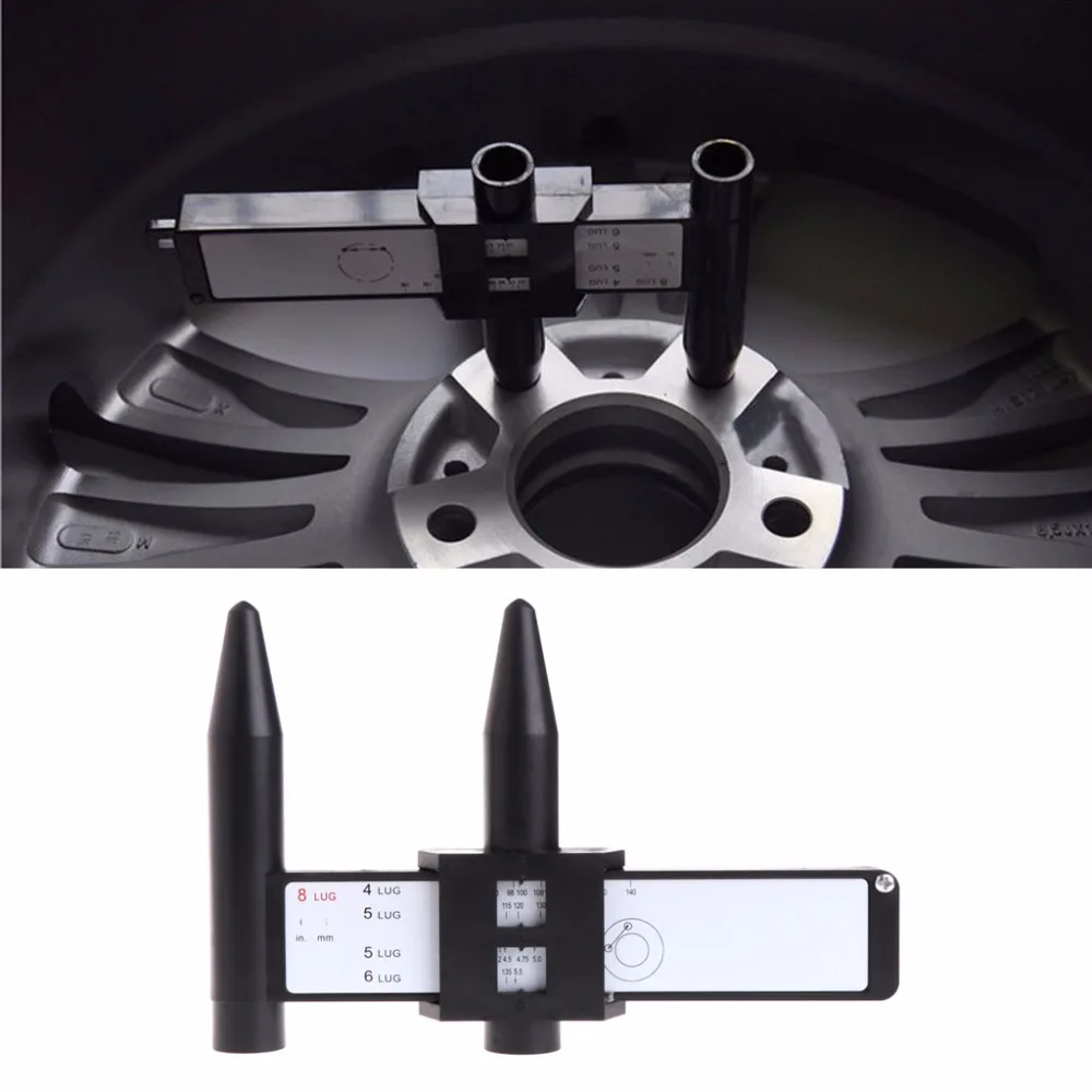 4/5/6/8 Holes Lug Wheel Bolt Pattern Gauge Measuring Quick Measurement Ruler Hand Tool for Car Maintenance