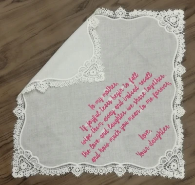 12 pçs moda personalizado senhoras rendas lenços mãe da noiva presente de casamento lenço hankies presente para a mãe