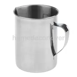 Stainless Steel Measuring Cup Frothing Pitcher with Marking with Handle for Milk Froth Latte Art 17.6/35oz, 0.5/1 Liter