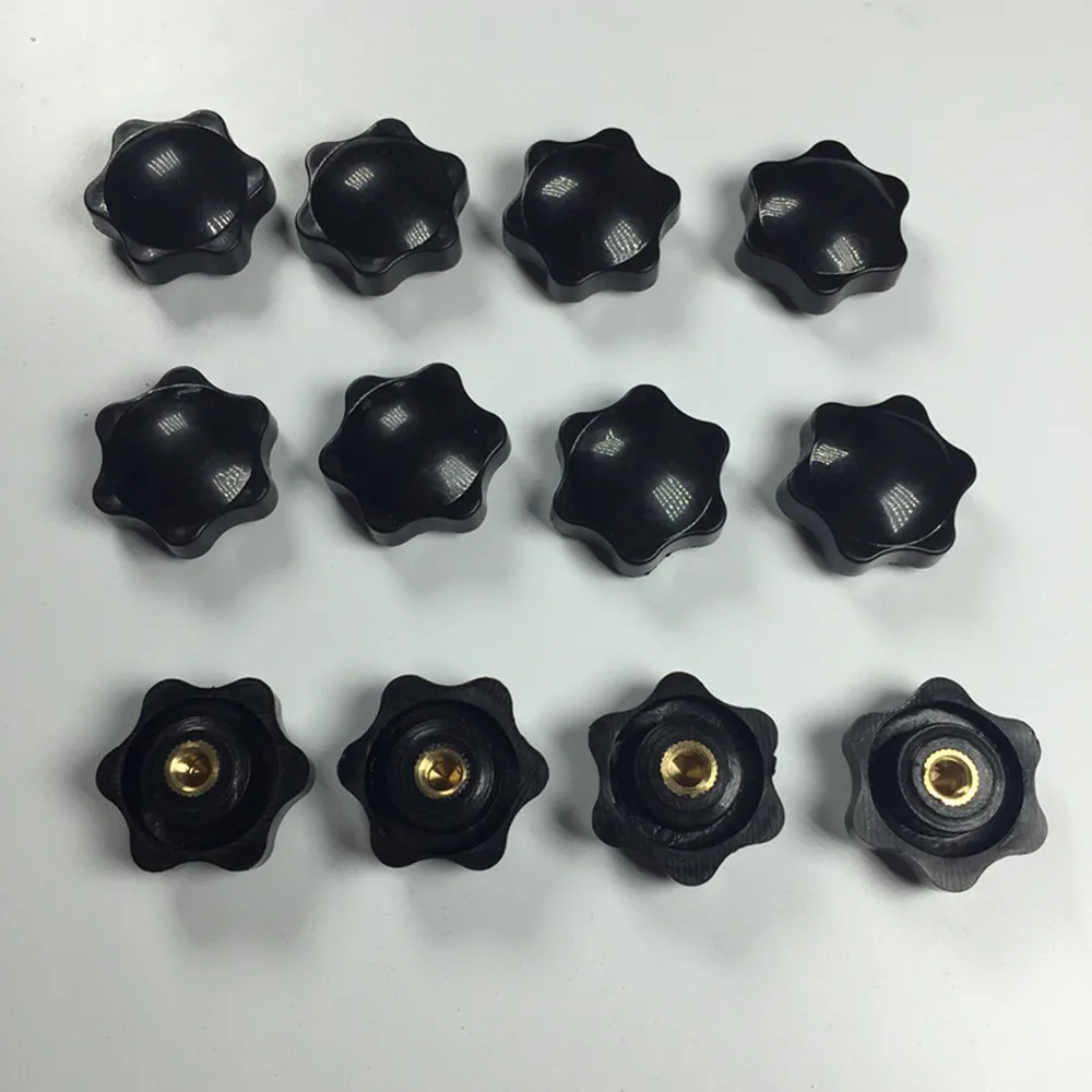12 pcs Nero di Plastica 32 millimetri Diametro della Testa 6 A Star di Serraggio Manopole M6