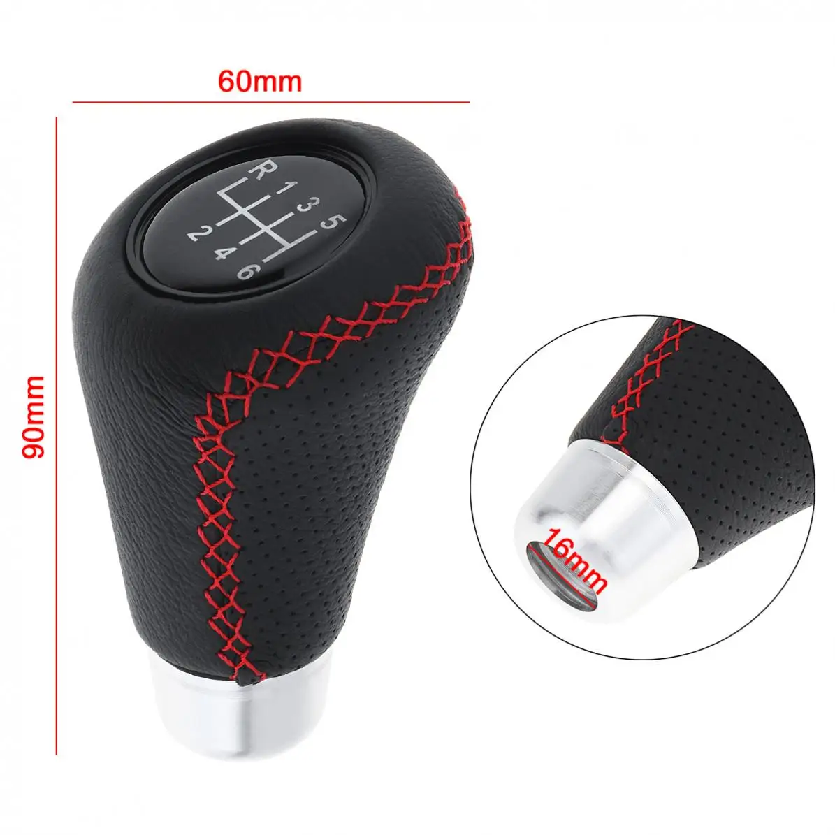 Universal 6 Speed ABS+Leather Car Refit Manual Transmission Gear Shift Handball Knob with Four Adapter / Wrench /Mounting Screws