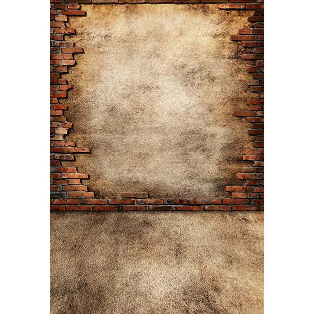 

Broken Brick Wall Vinyl Photo Backdrop Boys Retro Vintage Brown Wall and Floor Baby Kids Children Photography Studio Backgrounds