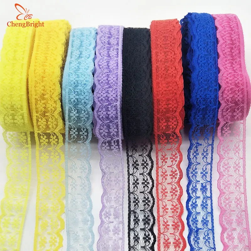 ChengBright Beautifu 10 Yards Lace Ribbon 22MM Wide Lace Trim DIY Embroidered Net Lace For Sewing Decoration African Lace Fabric