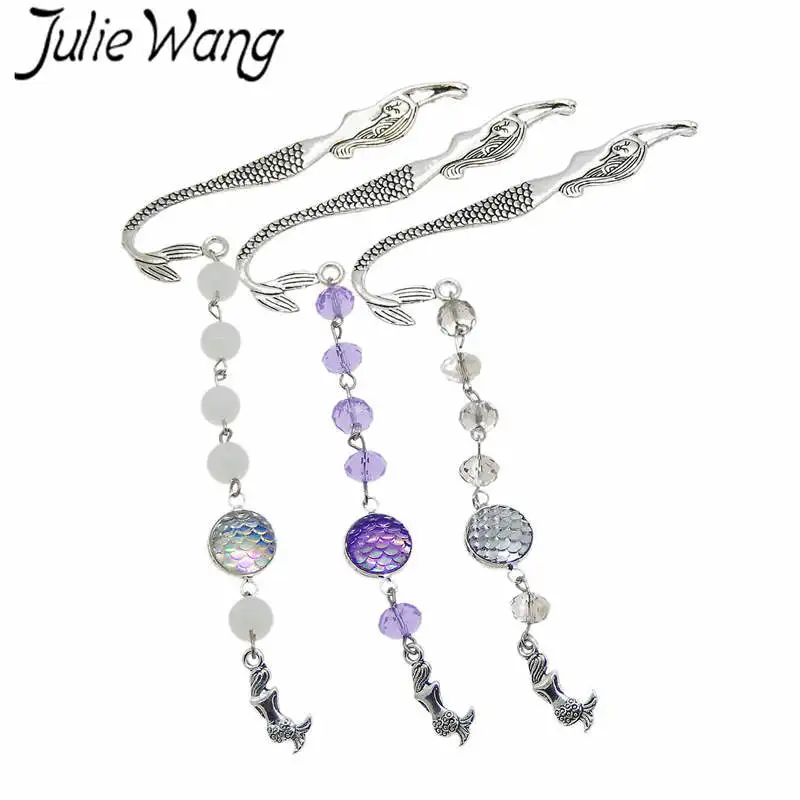 Julie Wang Mermaid Bookmark Charm For Reading Alloy Beautiful Rhinestone Resin Scale Nice Gift Book Page Marker