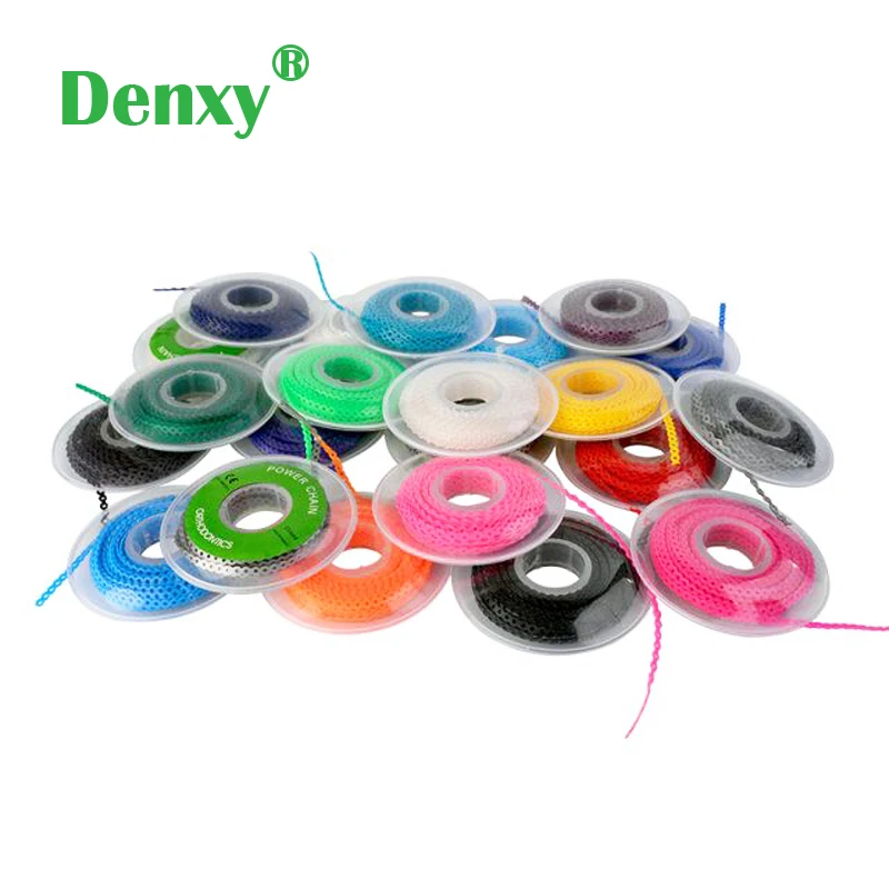 Denxy A+ Quality Orthodontic Chain Elastic Dental Ultra Power Chain Elastolink Power Chain open chain close Orthodontic Bracket