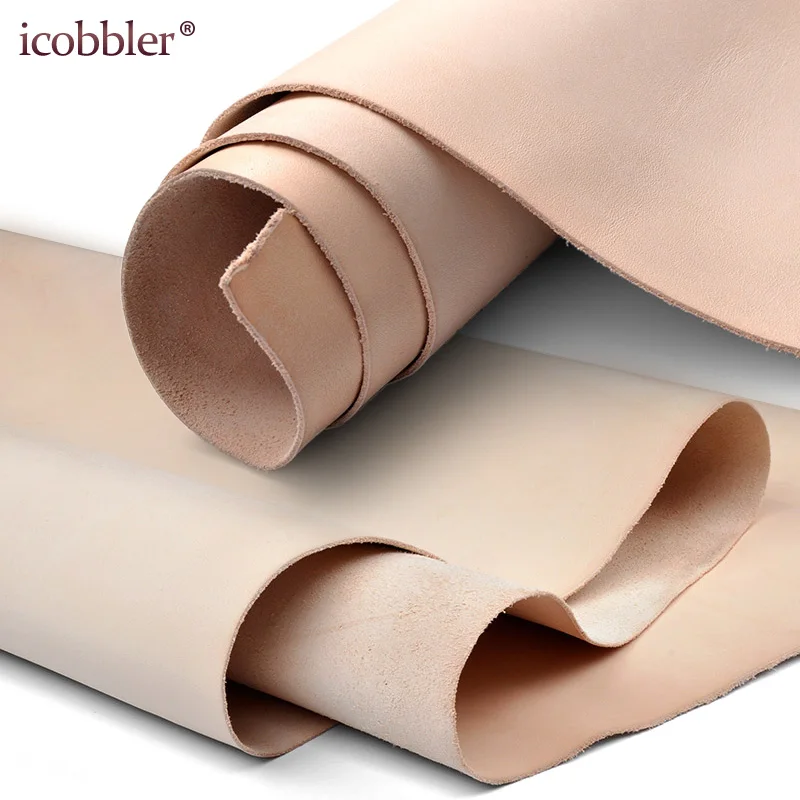 Leather Craft Accessories Material, Natural Tanned Leather for Sofa Belt Wallets Bag, Tan Leather Original Cow Skin 30-180cm 2mm