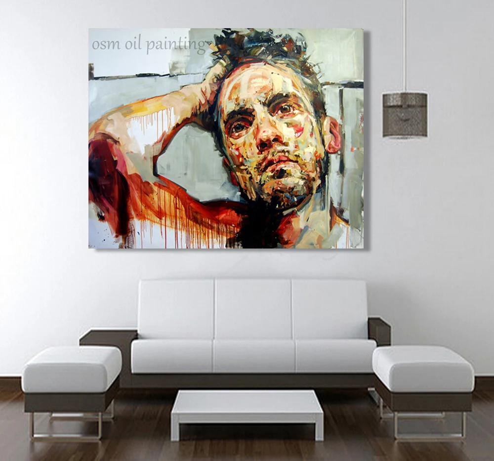 Top Skill Hand-painted Man Head Figure Portrait Oil Painting on Canvas for Wall Decor High Quality Impression Portrait Artwork