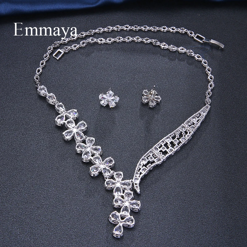 Emmaya Bijoux Femme Ensemble Wedding Jewelry Sets For Women Sparkling AAA Zircon Copper Fashion Bridesmaid Jewelry Set Gift