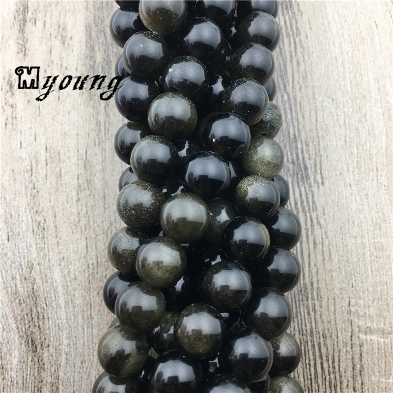 Smooth Round Obsidian Beads ,Polished Nature Stone beads For Jewelry Making MY1531