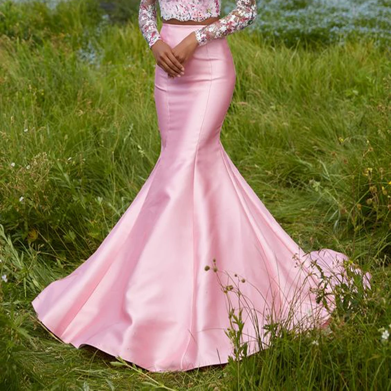 Chic Long Mermaid Satin Skirts  Custom Made Floor Length Fashion Women Evening Party Skirts Fashion Trends Maxi Skirts
