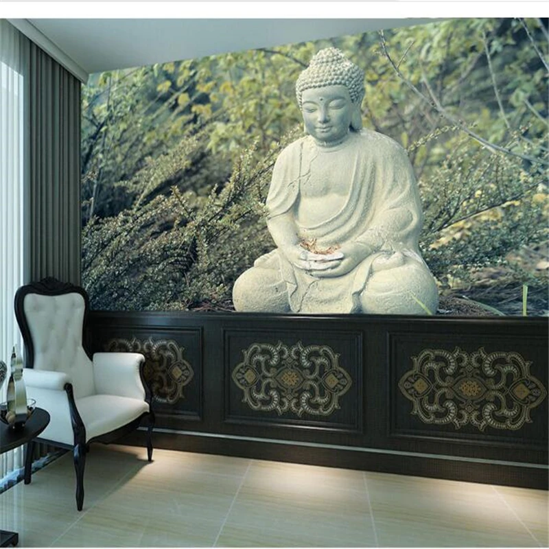 

wellyu Custom wallpaper Thai outdoor Buddha stone meditation wall papers home decor papel de parede 3d para sala behang