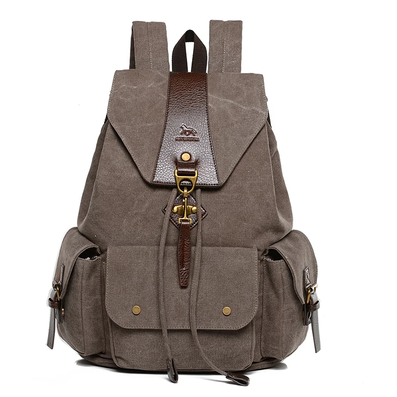 Vintage Large Men Drawstring Backpack Canvas Fashion Laptop Backpack Travel Men Rucksack Casual School Bags For Teenagers 1234