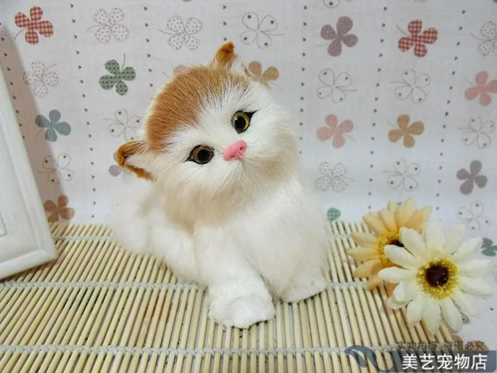 

Милая имитация кошки из полиэтилена и меха, маленькая озорная модель кошки, подарок 14x10x13 см