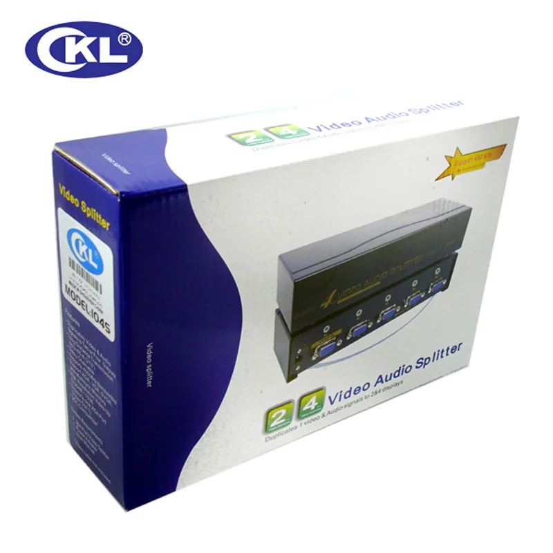 CKL-104S 4 Port VGA Splitter with Audio Metal Case Supports 450Mhz 2048*1536