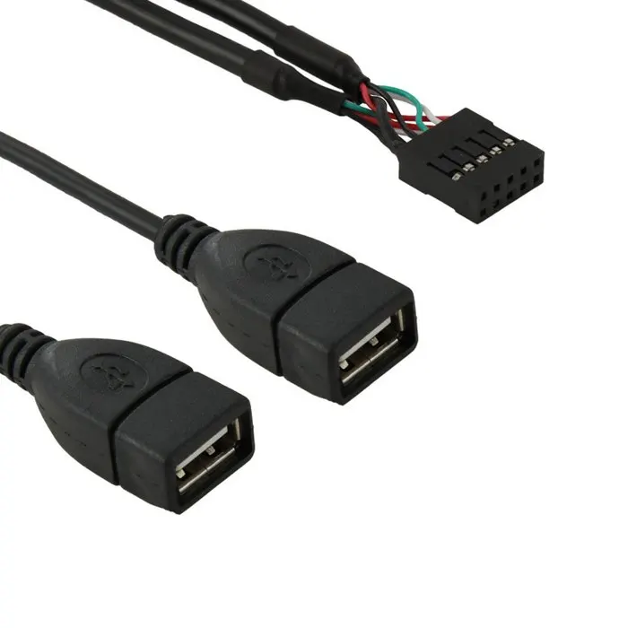 0.5 متر 10 دبوس اللوحة الأم أنثى رأس إلى المزدوج USB 2.0 شاحن أنثي كابل 50 سنتيمتر أداة إصلاح الكمبيوتر للإلكترونيات