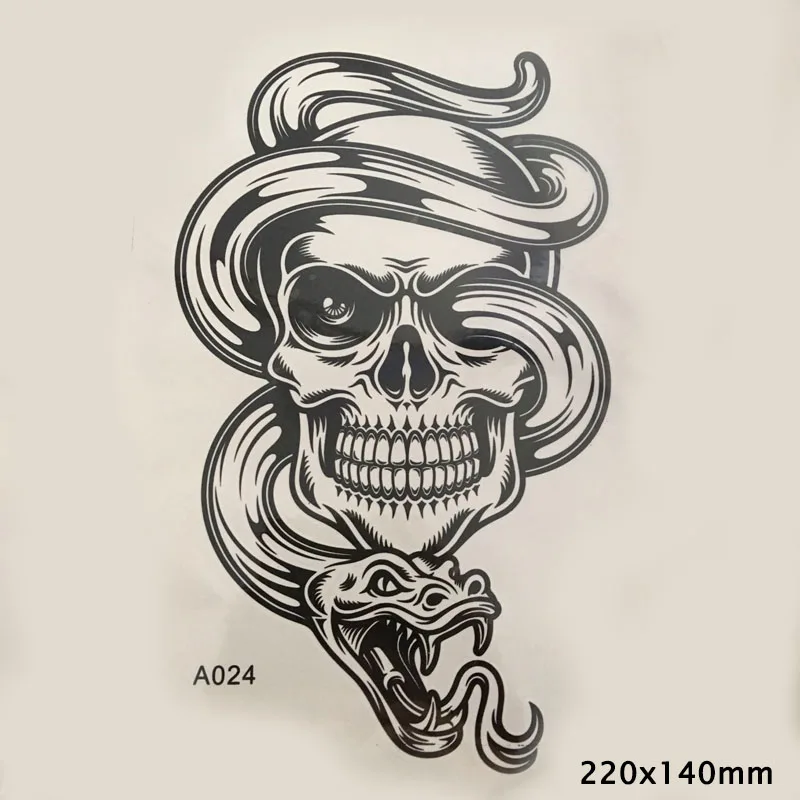 Pegatina de tatuaje temporal para hombres, patrón de calavera Punk, arte corporal de brazo, manga falsa grande, tatuaje de hombro, moda