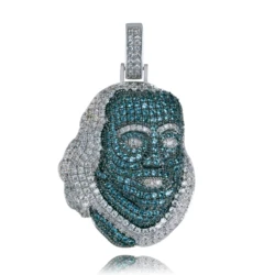 TOPGRILLZ ICEDOUT Blueface Benjamin Piece Pendant with Tennis Chain Bling Hip Hop Jewelry Street Culture