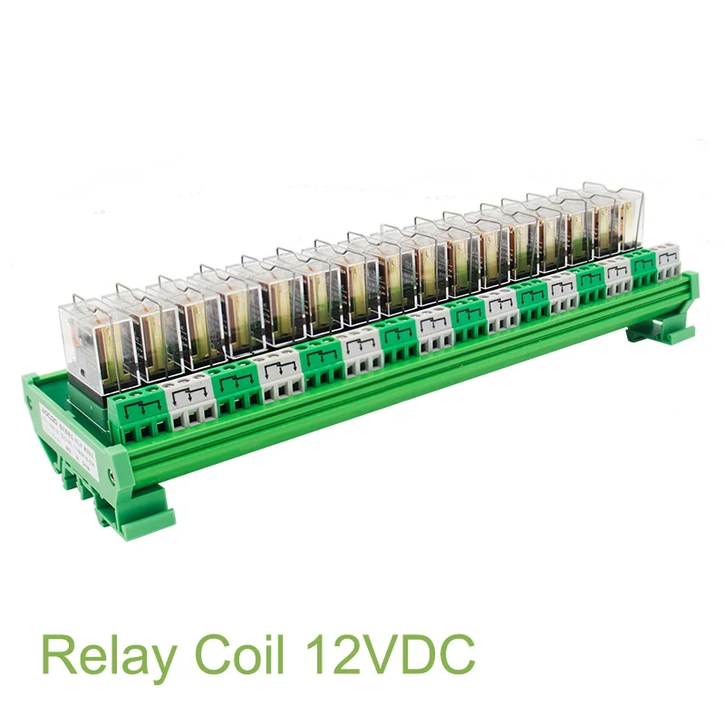 16 Channel 1 SPDT DIN Rail Mount OMRON G2R 12V DC/AC Interface Relay Module