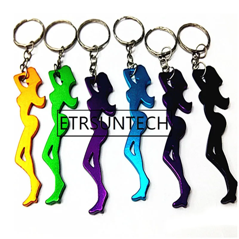 200pcs Multi Function Sexy Girl Shaped 2 in 1 Aluminum Alloy Beer Bottle Opener Key Chain Ornaments