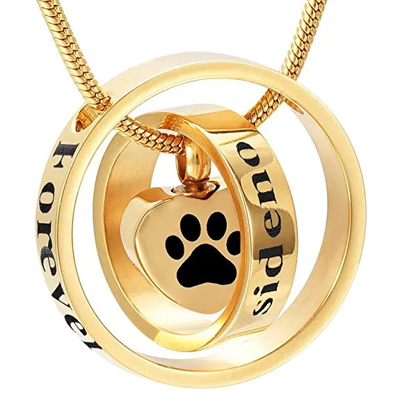 CL001 No Long By My Side ,Forever In My Heart Urn Pendant Charm Dog paw Print Cremation Memorial Ashes Necklace For Pet