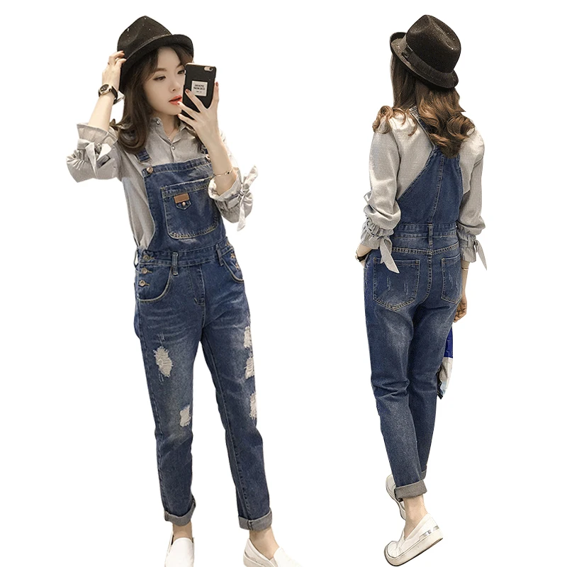 Maternity Clothing Pants Spring Autumn Light Blue Denim Plus Size Overalls Pregnant Women Large Size Suspender Trousers 4XL