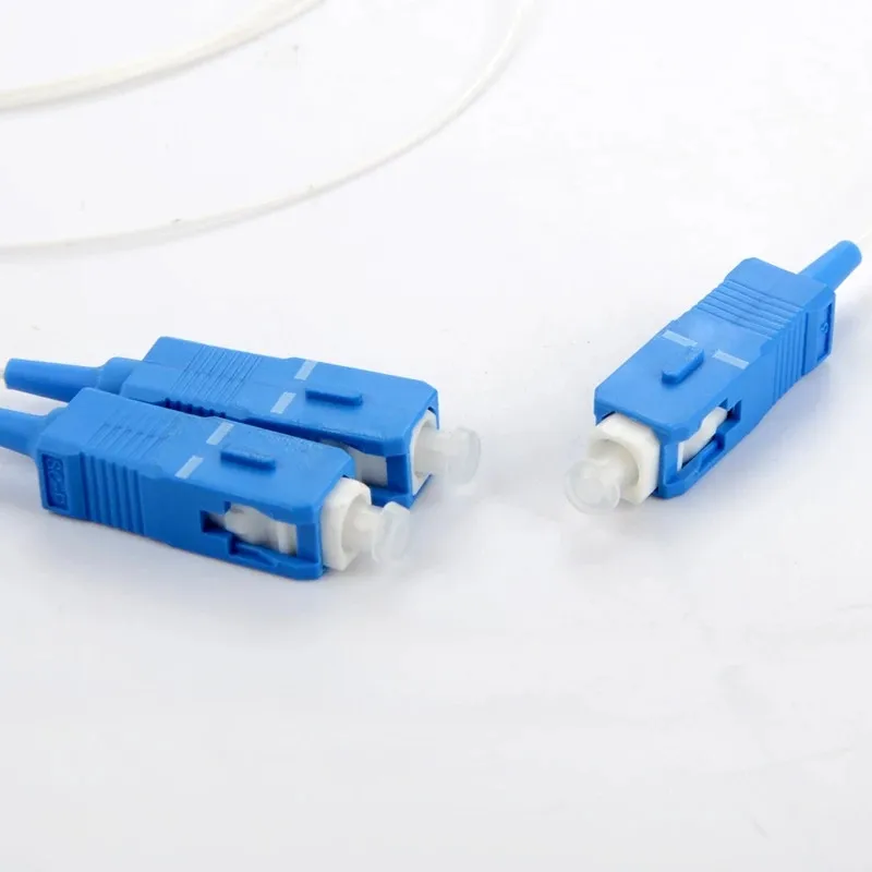 PLC fiber splitter 10 buah 1x2 tabung baja mini tipe SC/UPC SC/APC konektor 0.9mm kabel putih ftth optical coupler gratis ongkir