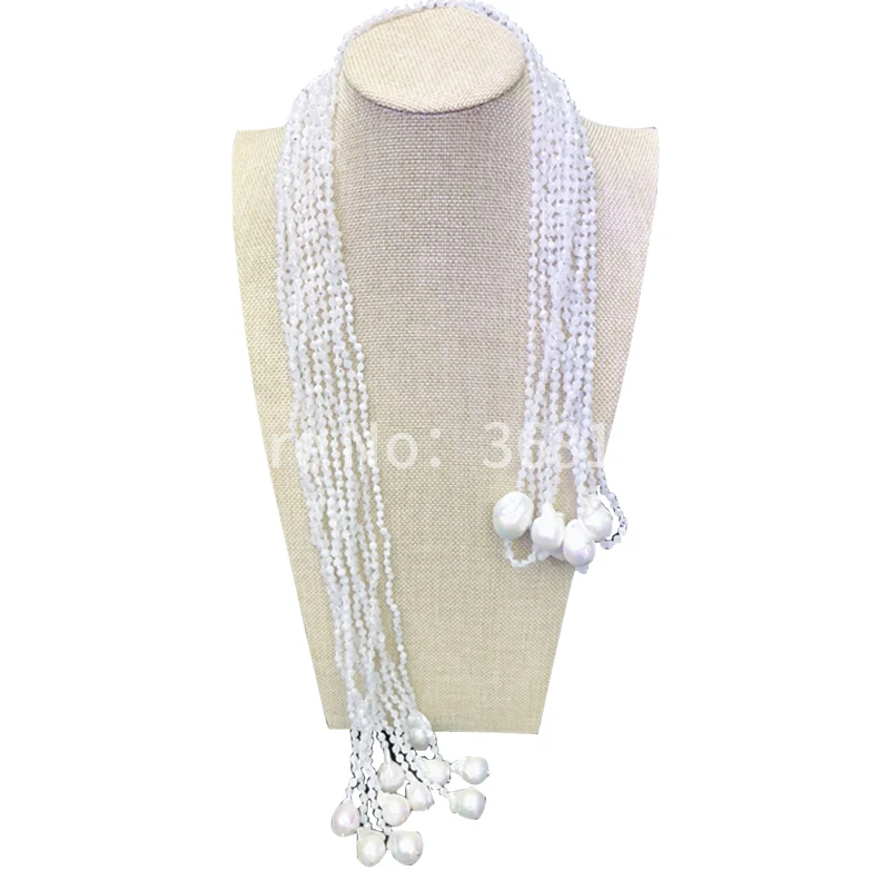 2018 new white moonlight pearl long necklace necklace chain women fashion simple personality sweater chain trend