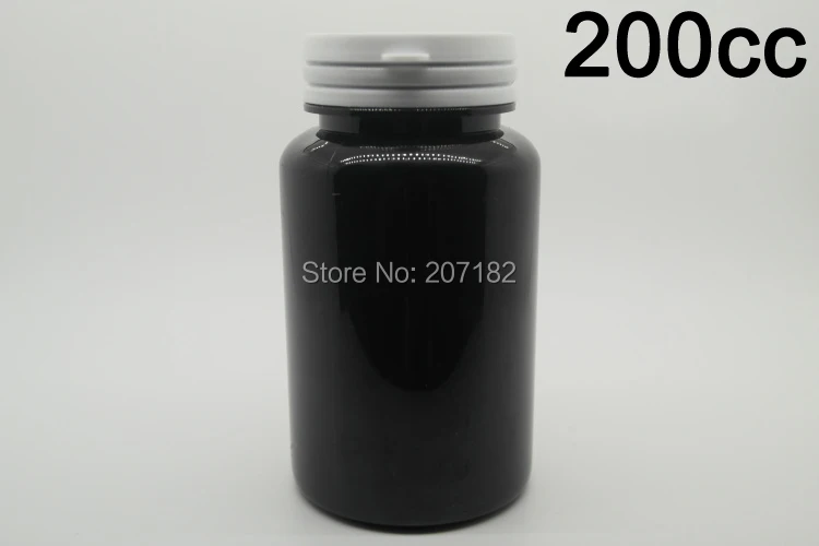 (100pcs/lot) 200cc PET Vitamins Bottle, Capsule Bottle, Plastic Bottle--Light-proof Black Color with White Pull Cap