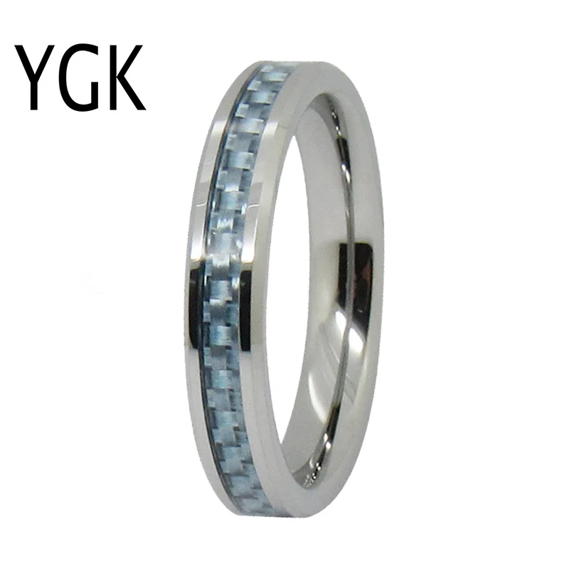 New Fashion Women Tungsten Ring For Girls purple blue pink Fiber inlay Silver Color Wedding engagement Rings Female Anniversary