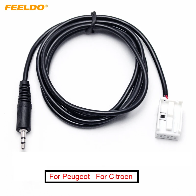 FEELDO Car Stereo Audio 3.5mm Male AUX Adapter Cable Fit For Peugeot 307/308/407/408/Also For Citroen C2/C5/RD4/C-Quatre/Sega