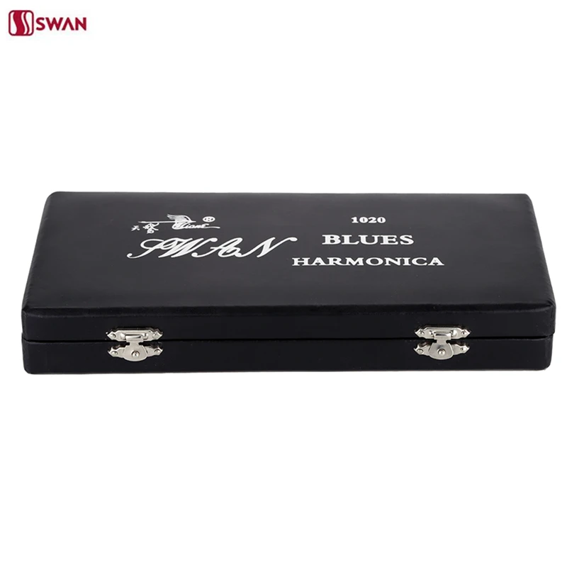 7PCS/Set Swan 10 Holes Harmonica Diatonic Blues Harp A/B/C/D/E/F/G Keys Mouth Organ With Gift Box Gaita