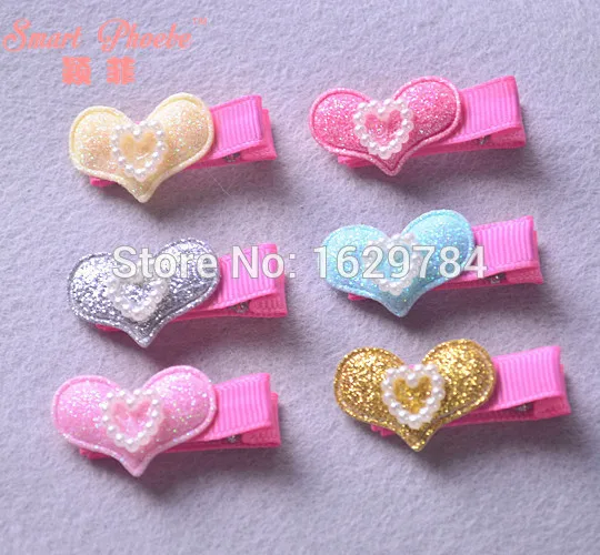 

Boutique 30pcs/6C Fashion Cute Candy Colors Heart with Beads Hairpins Solid Kawaii Hair Clips Princess Headwear Hair Accessories