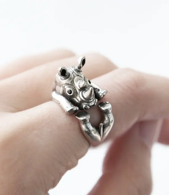 Kinitial 1PCS Hot Sale Engagement Hinoceros Ring Rhino Ring Everyday Fashion Jewelry Animals Rings For Women Animal Rings anel