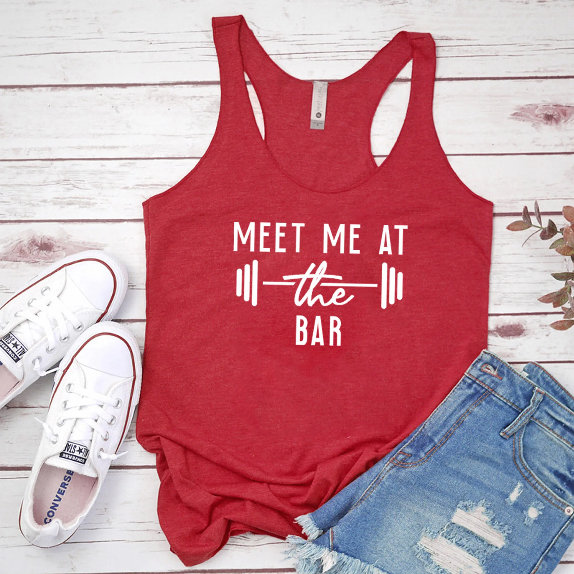 Vest Meet Me At The Bar Tank Tops Women's Racerback Motivational Gym Lifting Tanks Fashion Graphic Funny Exercise Workout Shirt