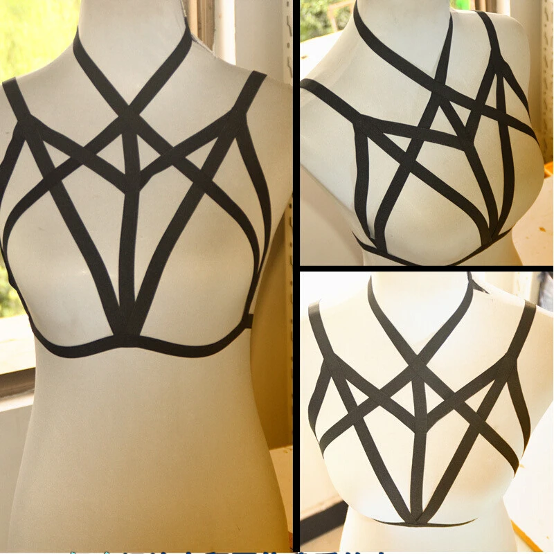 

JLX.HARNESS Sexy Lolita Pastel Goth Body Harness cage bra harajuku,nugoth liguero gothic harness bra